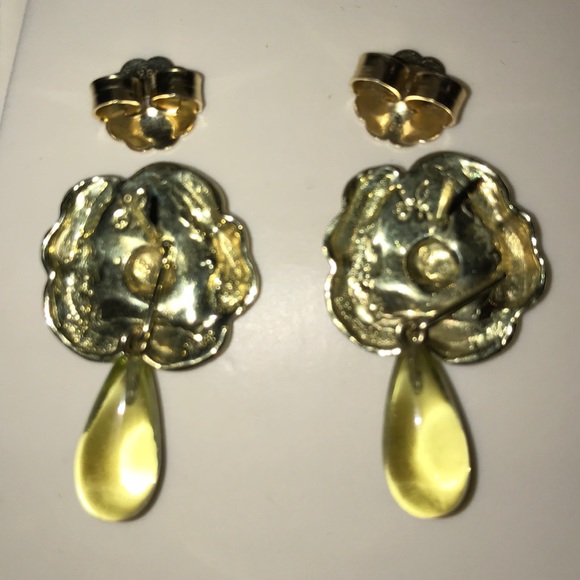 Gorgeous 18Kt gold  detachable gem drop earrings - Picture 7 of 16